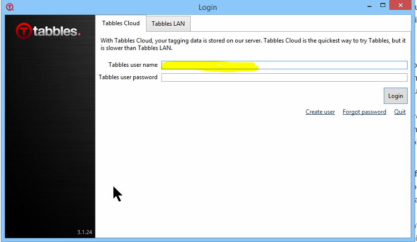 tabbles user name cloud